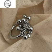 JiMi法式复古设计感金属戒指重工甜酷ins质感灵动珠珠串珠指环戒