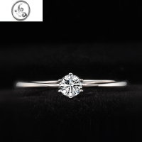 JiMis925银银时尚仿真钻戒女莫桑石30分50分简约戒指求婚结婚锆石指环