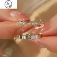 JiMi情侣对戒925银银2023年新款小众轻奢指环高级感轻奢结婚戒指