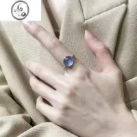 JiMi海洋的泪滴 海蓝宝戒指活口指环银银饰925冰透蓝女款/男镶嵌