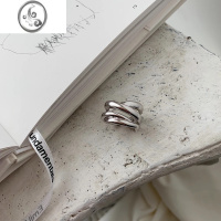 JiMi925银银个性绕线戒指ins冷淡风欧美气质时尚百搭潮流重工开口指环