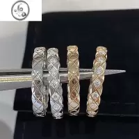 JiMi小香风s925银银菱格纹戒指X镶钻女小众设计感玫瑰金交叉指环尾戒