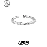 JiMi银银不掉色 APOM原创蓝色戒指破碎肌理感小众不规则高级闺蜜对戒