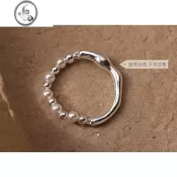 JiMisuzyacc kr 碎银子珍珠戒指韩国小众设计食指戒可调节通体925银银