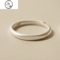 JiMi银银对戒足银999姓氏刻字磨砂古法开口调节指环 520情侣定制戒指