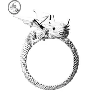 JiMiSAK1TAMA心脏原创设计小飞龙戒指925银银男女ins高级感开口可调节