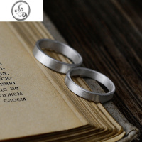 JiMi皓月 999足银古法手工戒指情侣银银对戒素面银指环男女学生复古范