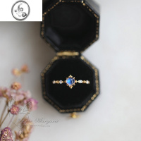 JiMi瓦尔登湖日系轻奢ins时尚月光石925银银镀金女戒指指环 精致简约