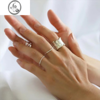 JiMiten 925银银g手工不规则素圈戒指 日系小众设计时尚潮流叠戴尾戒