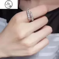 JiMi玫瑰金弹簧满钻蛇形戒指轻奢小众设计三圈蛇骨指环情侣对戒女