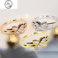 JiMi交叉戒指x形婚戒银银玫瑰金情侣男女指环镶嵌小众设计高级轻奢