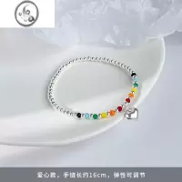 JiMi[]925银银彩虹串珠笑脸手链女生ins小众设计闺蜜手串夏轻奢