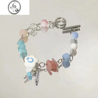 JiMi云朵笑脸手链彩色琉璃拼接串珠女夏ins小众轻奢设计闺蜜同款手饰