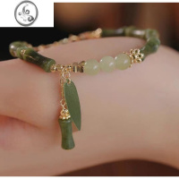 JiMi新中式复古绿色竹节手链女小众设计时尚百搭串珠竹节手环小清新