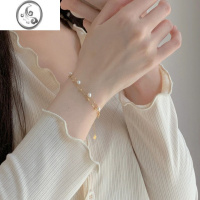 JiMi法式气质满天星双层手链强光巴洛克珍珠可调节手串饰品