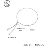 JiMiS925银银穿珠手链路路通带针可调节伸缩手串珍珠DIY银饰材料配件