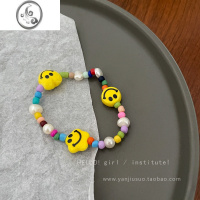 JiMi彩色笑脸串珠手链2022年新款女夏ins小众设计学生闺蜜百搭手串潮