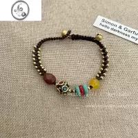 JiMi民族风藏式吉象手链女情侣闺蜜新中式复古石编织手绳古着手饰