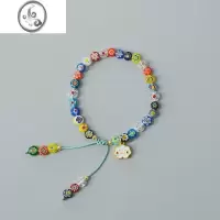JiMi原创设计彩色千花琉璃白色小云朵简约时尚手工编织可调节手链手串