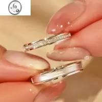 JiMi蒹葭与白露情侣戒指一对银银色小众设计婚戒男女对戒情人节礼物