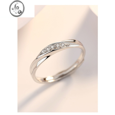 JiMis925银戒指女银银莫比乌斯环情侣对戒仿真钻求婚戒小众设计圣诞礼
