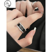JiMi小众字母戒指女轻奢高级感镶钻食指戒ins个性时尚情侣对戒指环潮