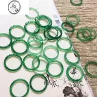 JiMi绿玛瑙极细尾戒 简单素圈女款网红对戒情侣玉石戒指时尚戒圈