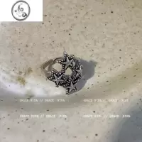 JiMi复古做旧星星戒指女小众设计高级感食指戒ins嘻哈潮时尚情侣对戒