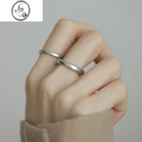 JiMi磨砂素圈银银戒指女小众设计高级感对戒情侣款食指戒简约尾戒男士