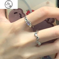 JiMi月光石不规则戒波浪戒指女ins几何指环百搭开口可调节对戒食指戒