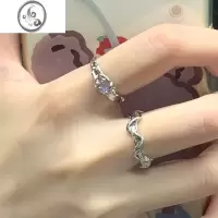 JiMi月光石不规则戒波浪戒指女ins几何指环百搭开口可调节对戒食指戒