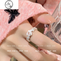 JiMi甜心宝贝!浪漫爱心锆石戒指女小众设计甜美情侣对戒个性时尚指环