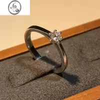 JiMi超闪六爪10分莫桑钻银银仿真钻戒女刻Pt950结婚求婚戒指交换对戒