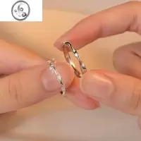 JiMi银银戒指s999三生三世足银情侣对戒可调节可刻字送男女友节日礼物