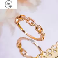 JiMi环环相扣钻石排戒女玫瑰金彩金时尚莫桑石戒指食指指环送女友