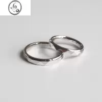 JiMi免费刻字 S925银银光切面可转动设计师款情侣对戒指环男女旋转戒
