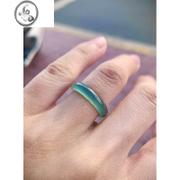 JiMi翡翠戒圈蓝水冰种指环玉石戒指男女时尚素圈尾戒新品原创设计