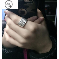 JiMis999银银九连环戒指宽版情侣款个性宽面对戒男女戒子指环手工加工