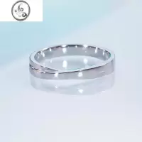 JiMi白金情侣对戒莫桑石小排钻戒扭臂小蛮腰婚戒莫比乌斯素圈戒指