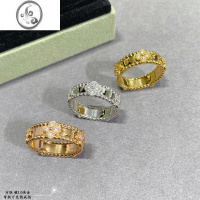 JiMi玫瑰金情侣食戒轻奢银银万花筒戒指女满天星四叶小花满钻对戒