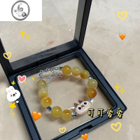 JiMi小豆泥喵喵玉石手串可爱卡通手链小众设计简约百搭情侣饰品送礼物