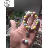 JiMi店铺热卖款珠光多彩瓷马卡龙色浅灰粉色手串情侣款陶瓷手链送布袋