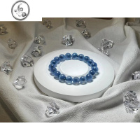 JiMi高品质糖心玛瑙手链冰透男女款蓝色水晶玉髓单圈圆珠手串饰品