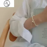 JiMiins小众风925银珍珠手链爱心字母韩版森系简约百搭少女心手饰