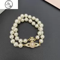 JiMi西太后 甜美优雅吸磁个性双层土星珍珠手链 复古三层星球手环项链