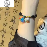 JiMi野草莓999银银醒狮手链轻奢小众新中式复古情侣礼物女红绳手绳饰