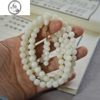 JiMi白玉菩提根108颗手链圆珠文玩佛珠手串多圈念珠项链白色手钏