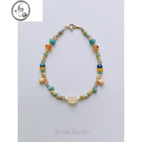 JiMiTimee 人间忽晚 黄玉草莓晶玛瑙捷克琉璃串珠新中式手链手串