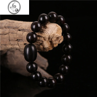 JiMi黑檀手串男士佛珠情侣手链乌木紫光檀木首饰品女文玩刻字念珠