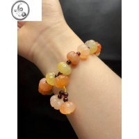 JiMi新疆金丝玉彩玉手链手串女款冰种南瓜玉手链玉石女生夏闺蜜和田